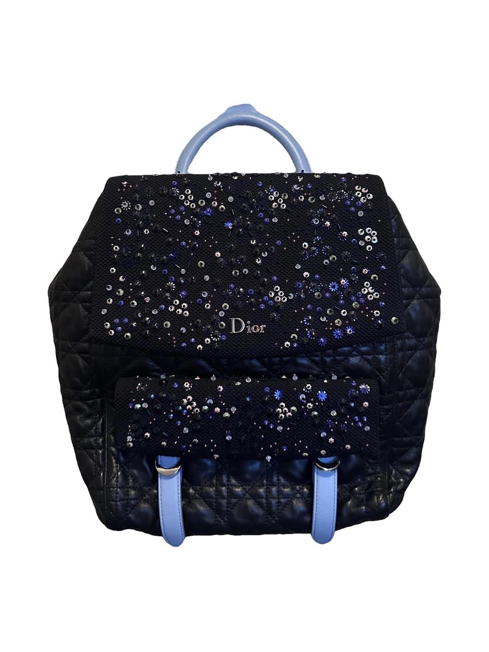Christian Dior Cannage Stardust Embellished Backpack Lambskin